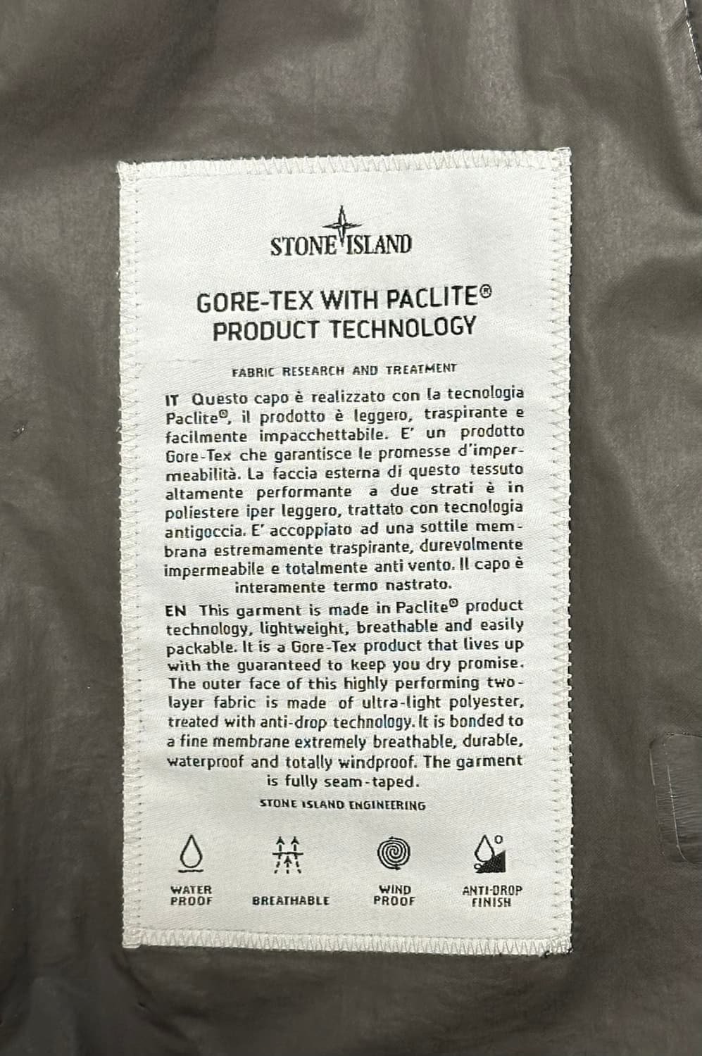 스톤아일랜드 고어텍스 팩라이트 자켓 20ss L(105) 상품이미지2