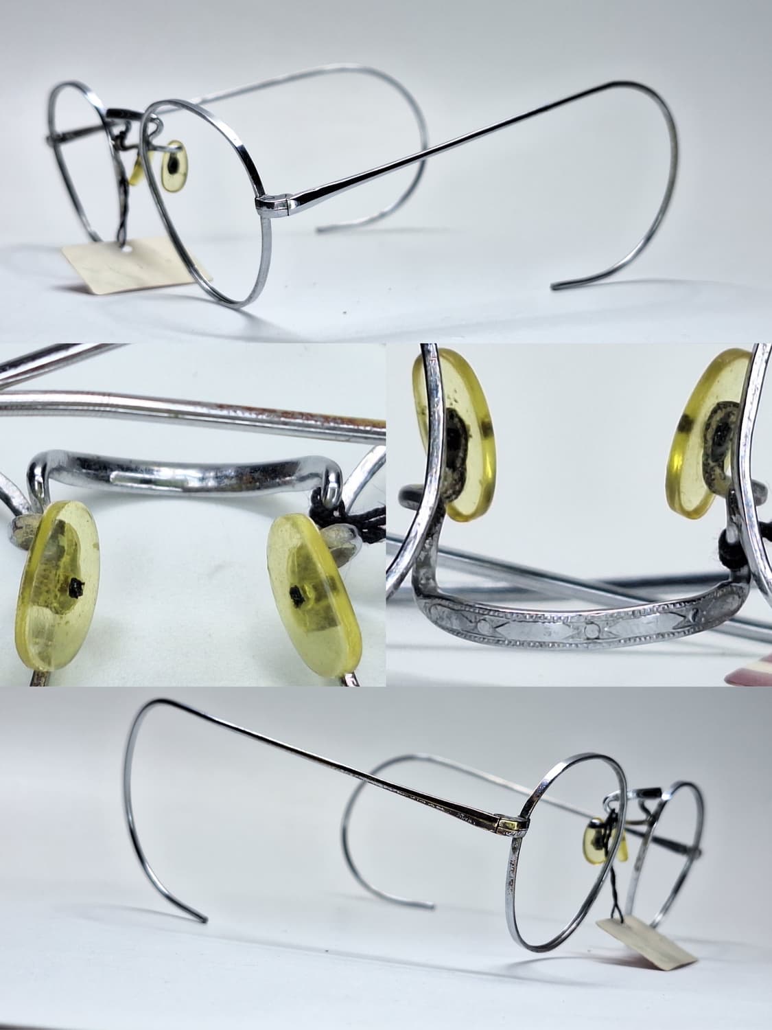80s 일본제 빈티지 데드스톡 미사용/실버 케이블 템픅 안경테/클래식 상품이미지5