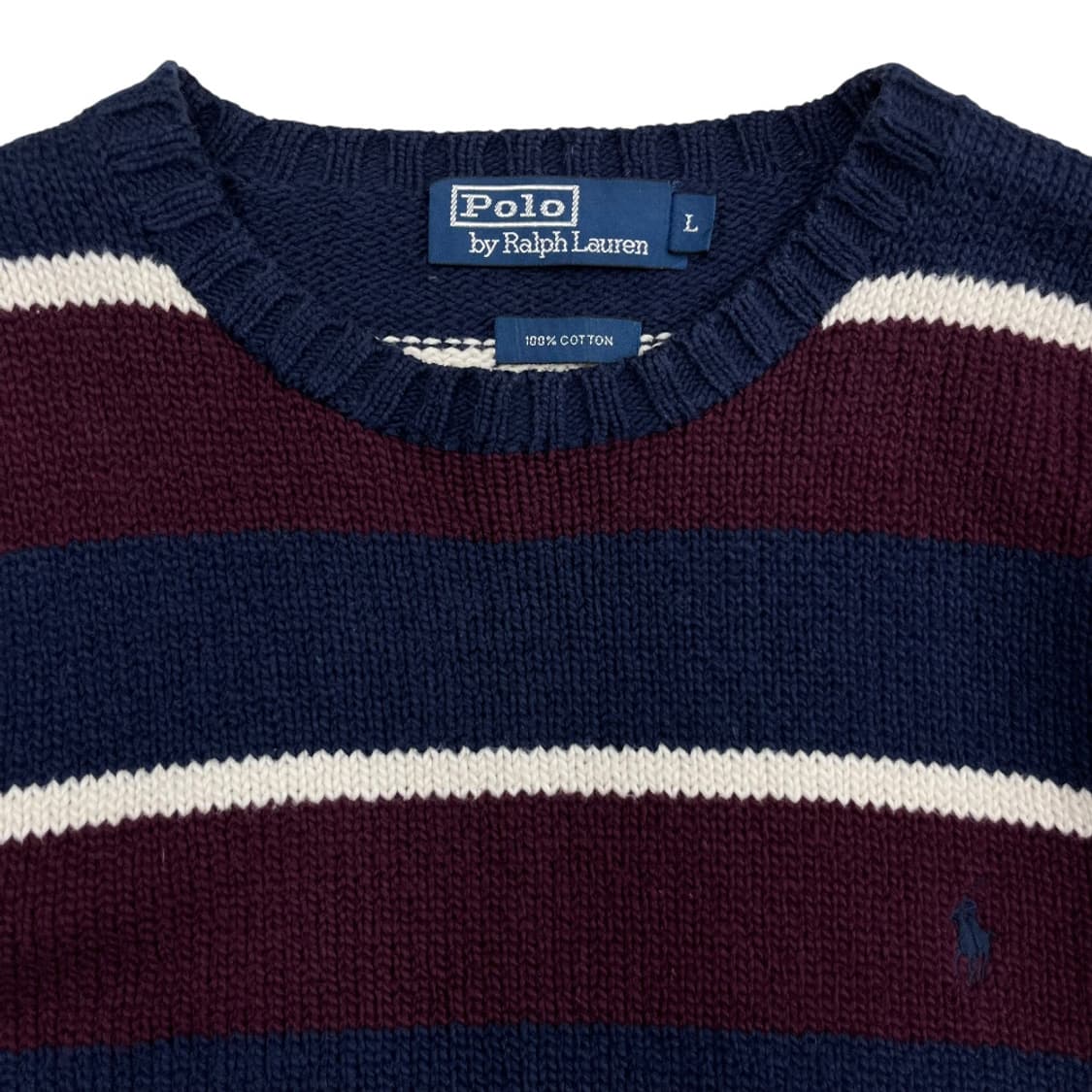 폴로 랄프로렌 네이비포니 버건디 단가라 네이비 니트 L 상품이미지4