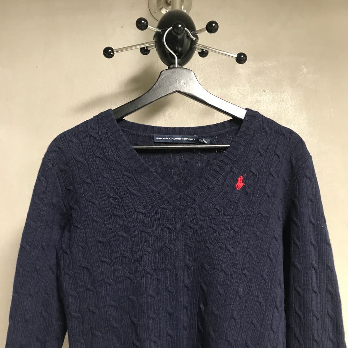 폴로 랄프로렌 브이넥 케이블 니트 네이비 L 상품이미지2