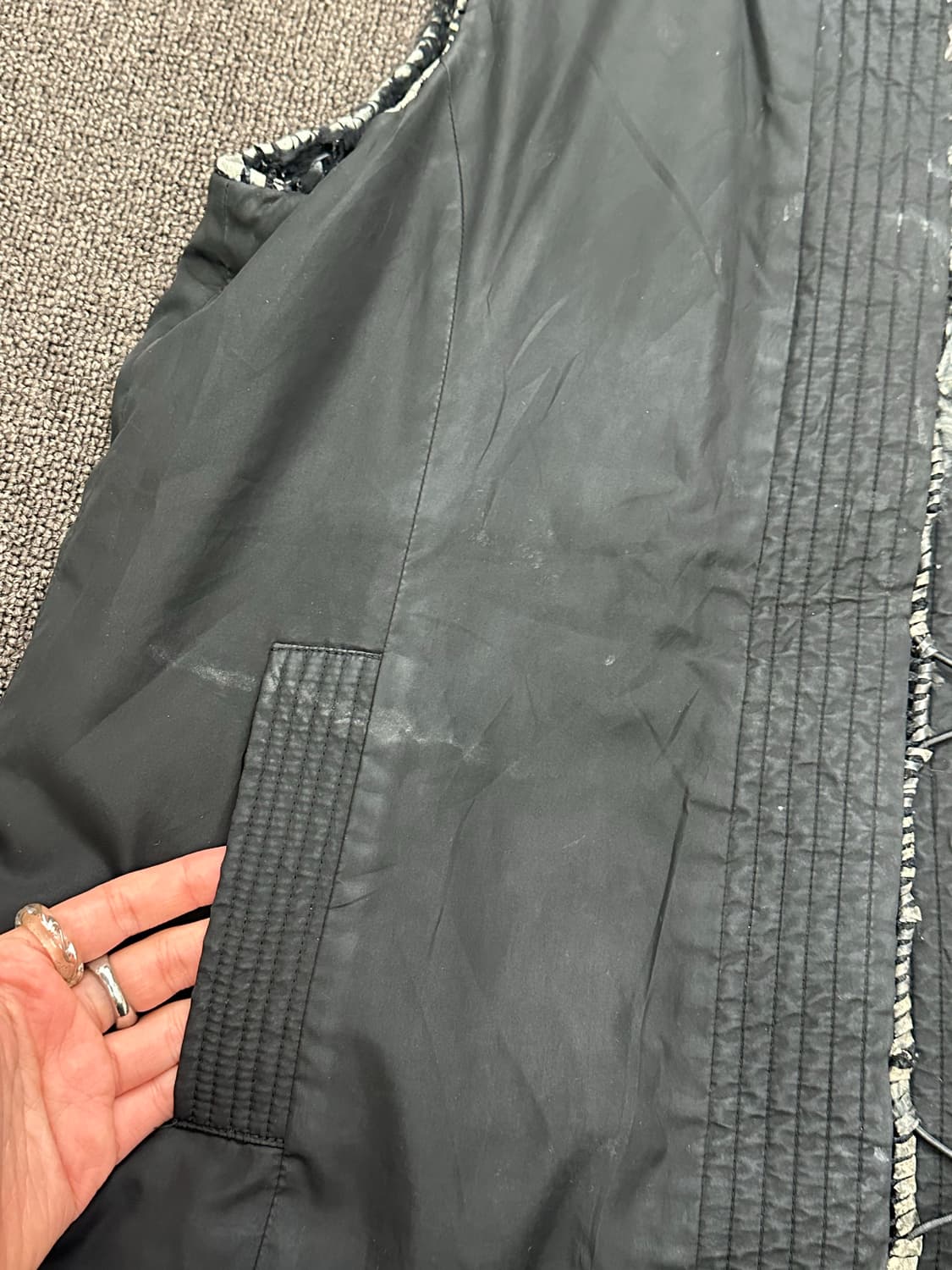 M)Japanese vintage 리버시블 블랙 퍼 패딩 베스트 상품이미지4