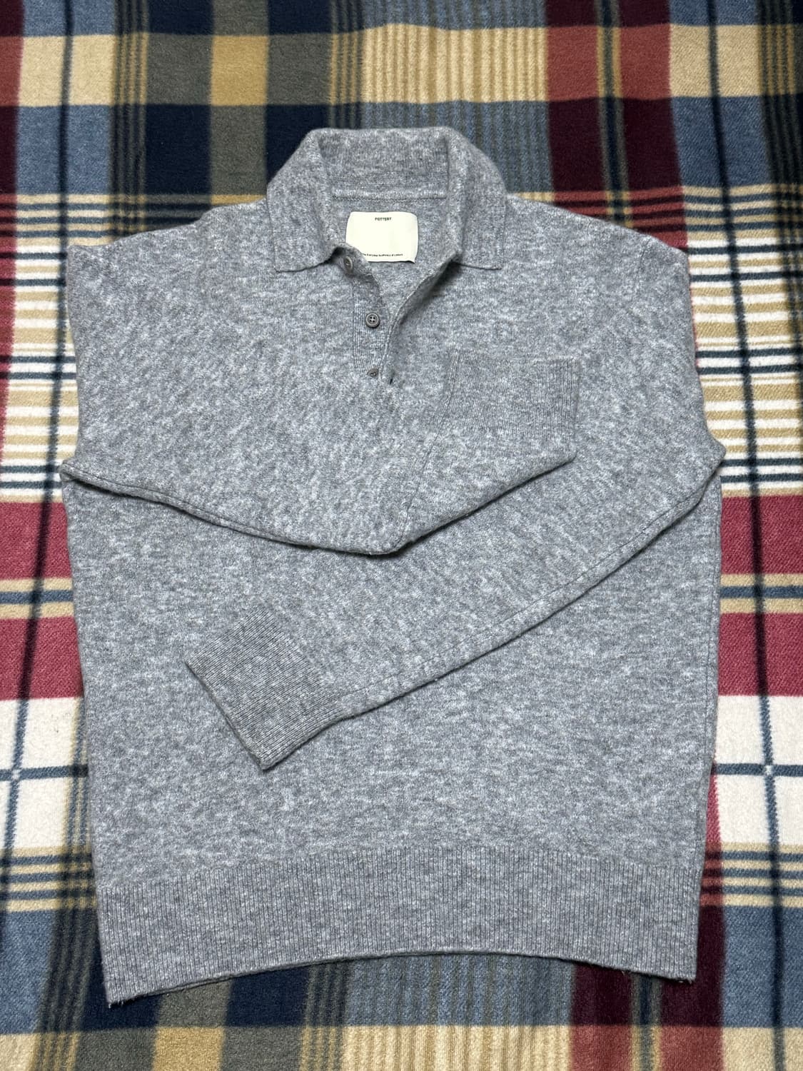 포터리) 메리노울 컴포트 폴로 니트 (그레이, 4) 상품이미지1