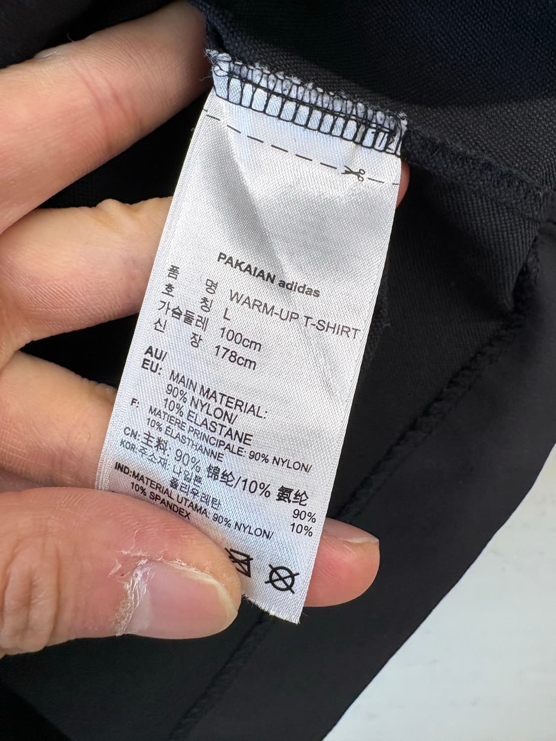 아디다스 나일론 웜업 삼선 티셔츠 블랙 상품이미지5