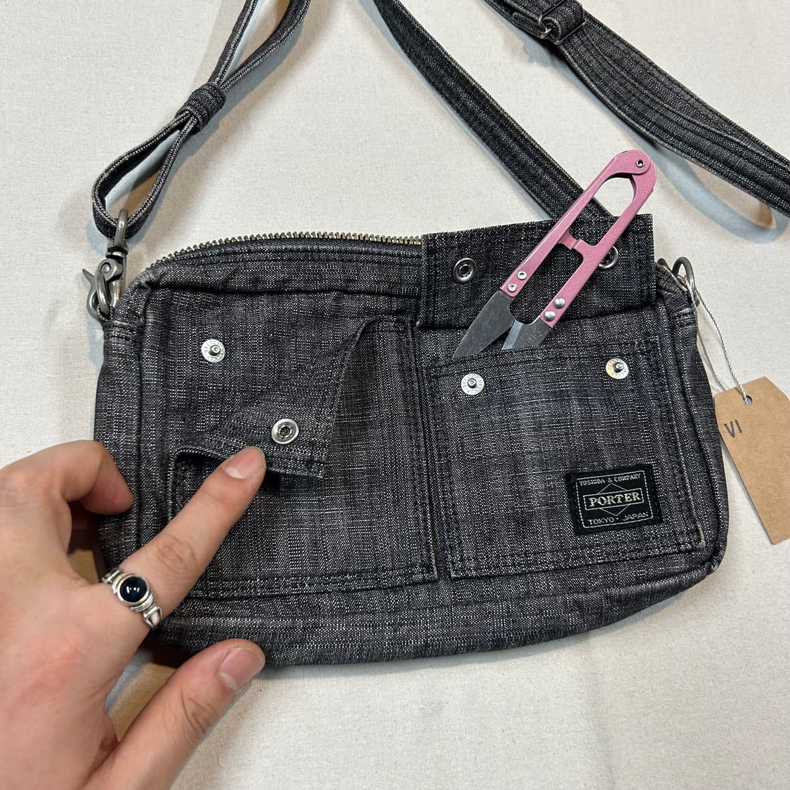 요시다 포터 온스 코튼 흑청 데님 숄더백 크로스백 V3 상품이미지3