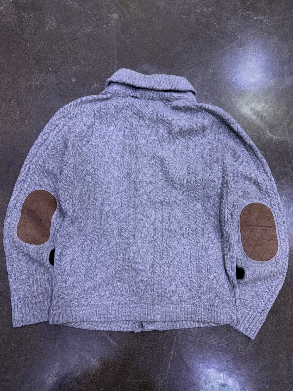 빈폴 클래식 숄카라 패치워크 니트 스웨터 가디건 그레이 100 상품이미지2