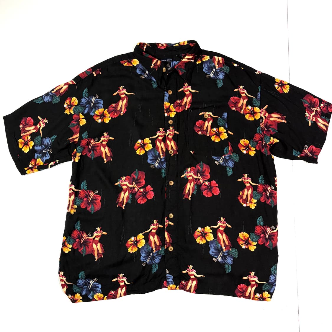Knights Bridge 블랙 플라워걸 하와이안 셔츠 2XL 상품이미지1