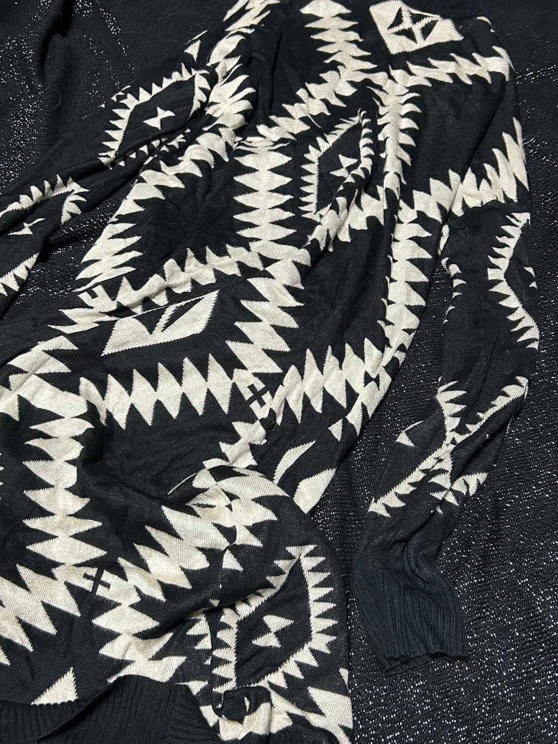 2000s JPN 에스닉 레이어드 롱 블랙 가디건 상품이미지2