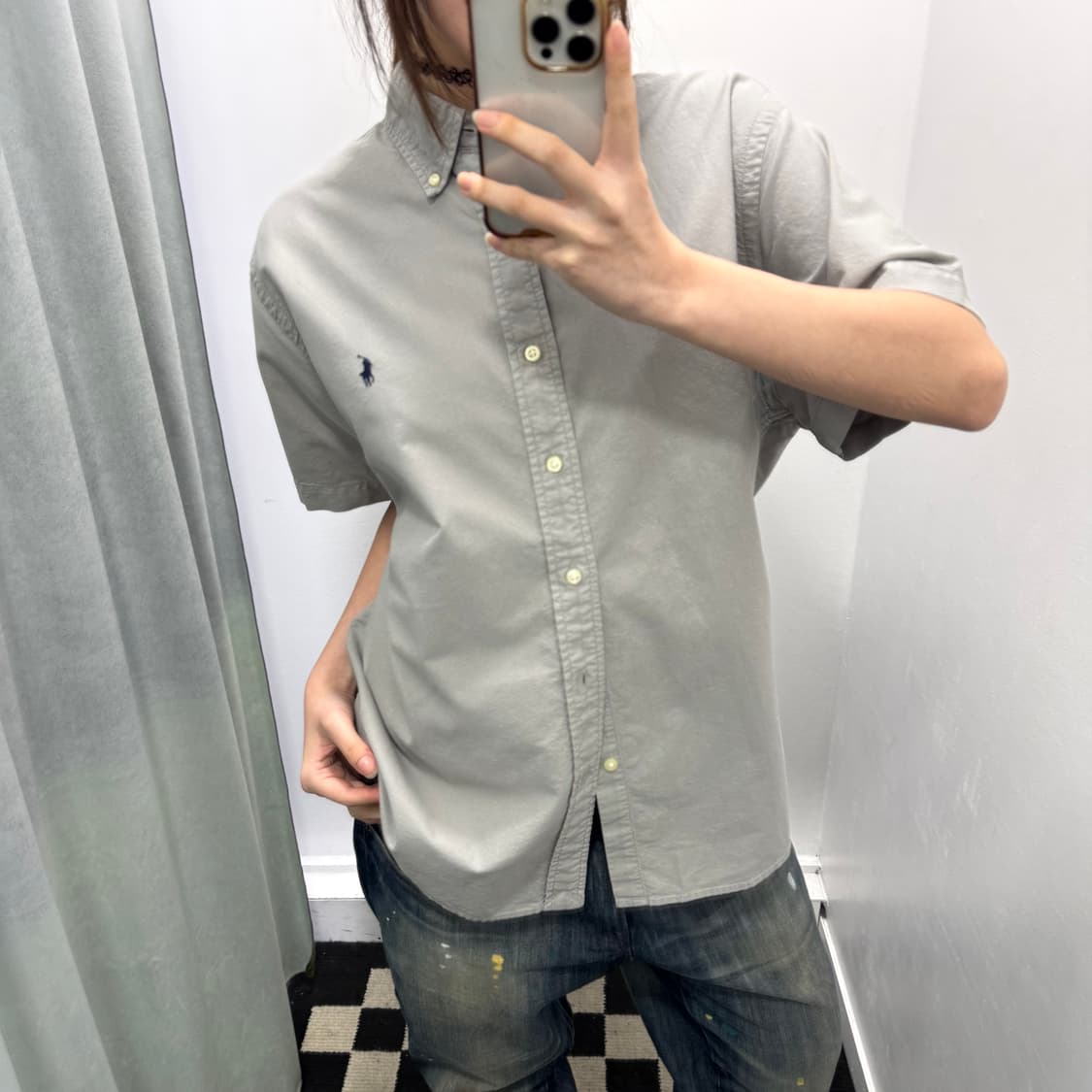 폴로 그레이 클래식핏 반팔셔츠 상품이미지1