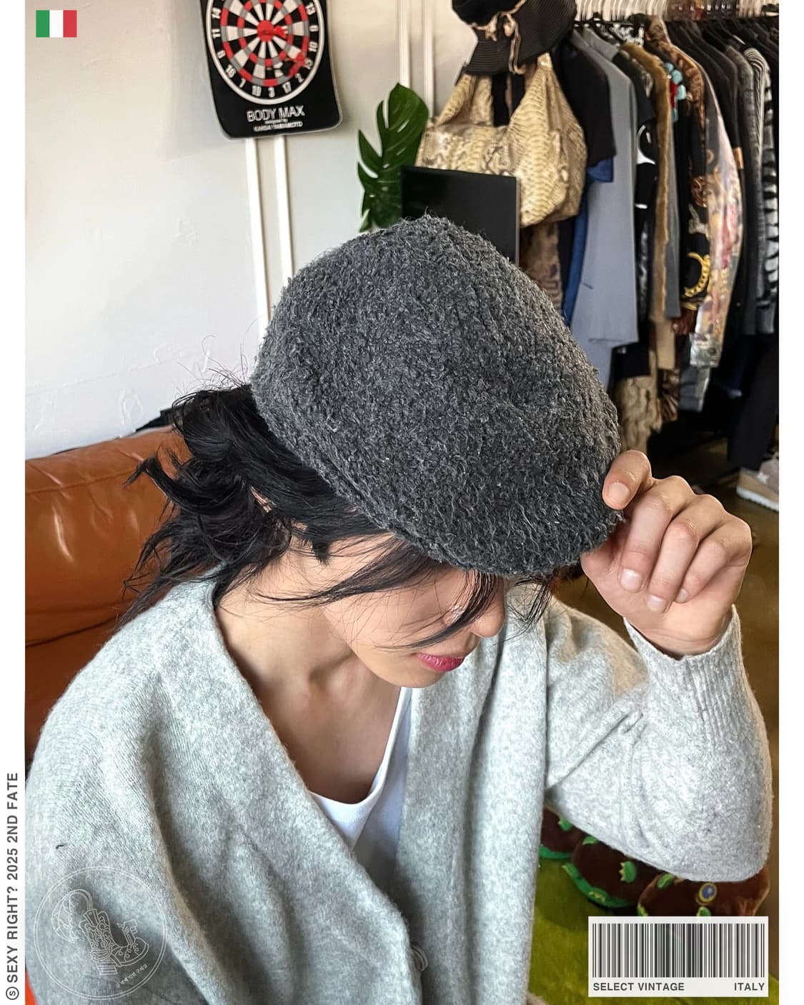 Italian Vintage Boucle Knit Hunting Cap 상품이미지1