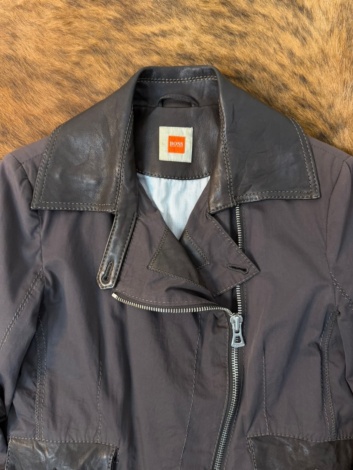휴고 보스 레더 카라 더블 자켓  상품이미지2