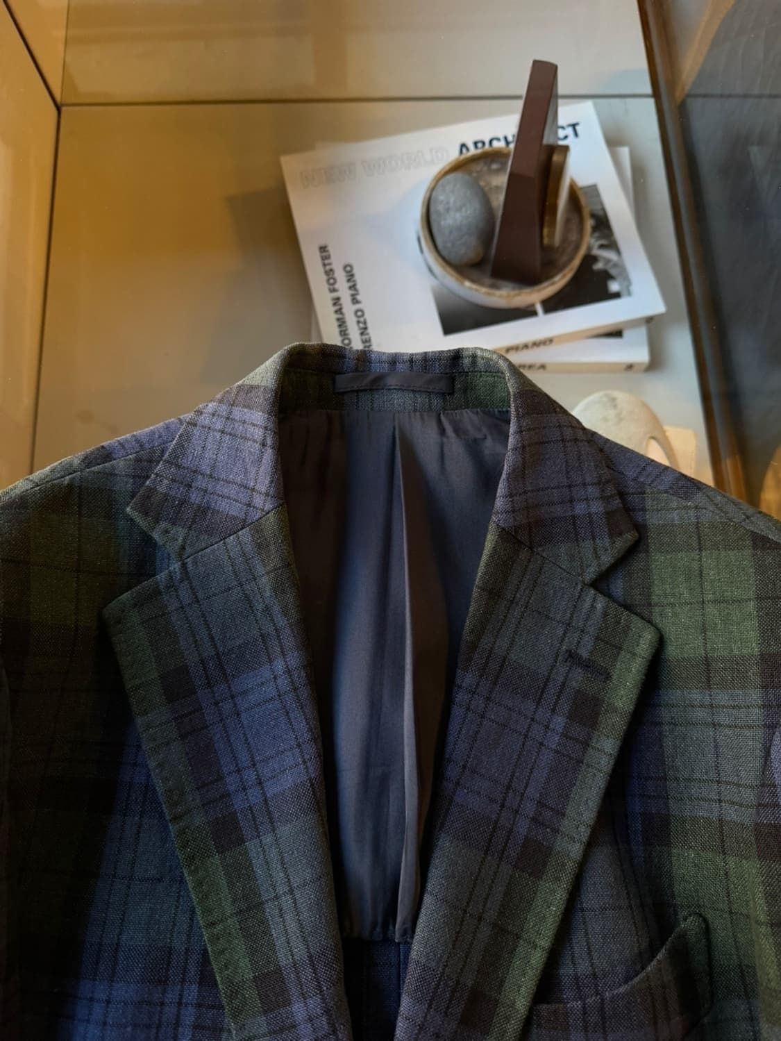 맨온더분 아이리쉬 리넨 블랙와치 테일러드 자켓 100 상품이미지4