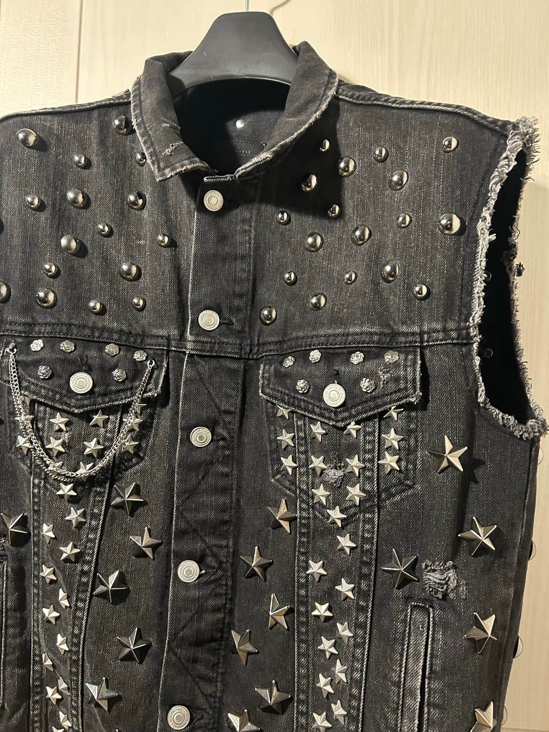 Big Stud Chain Detail Denim Vest  상품이미지3