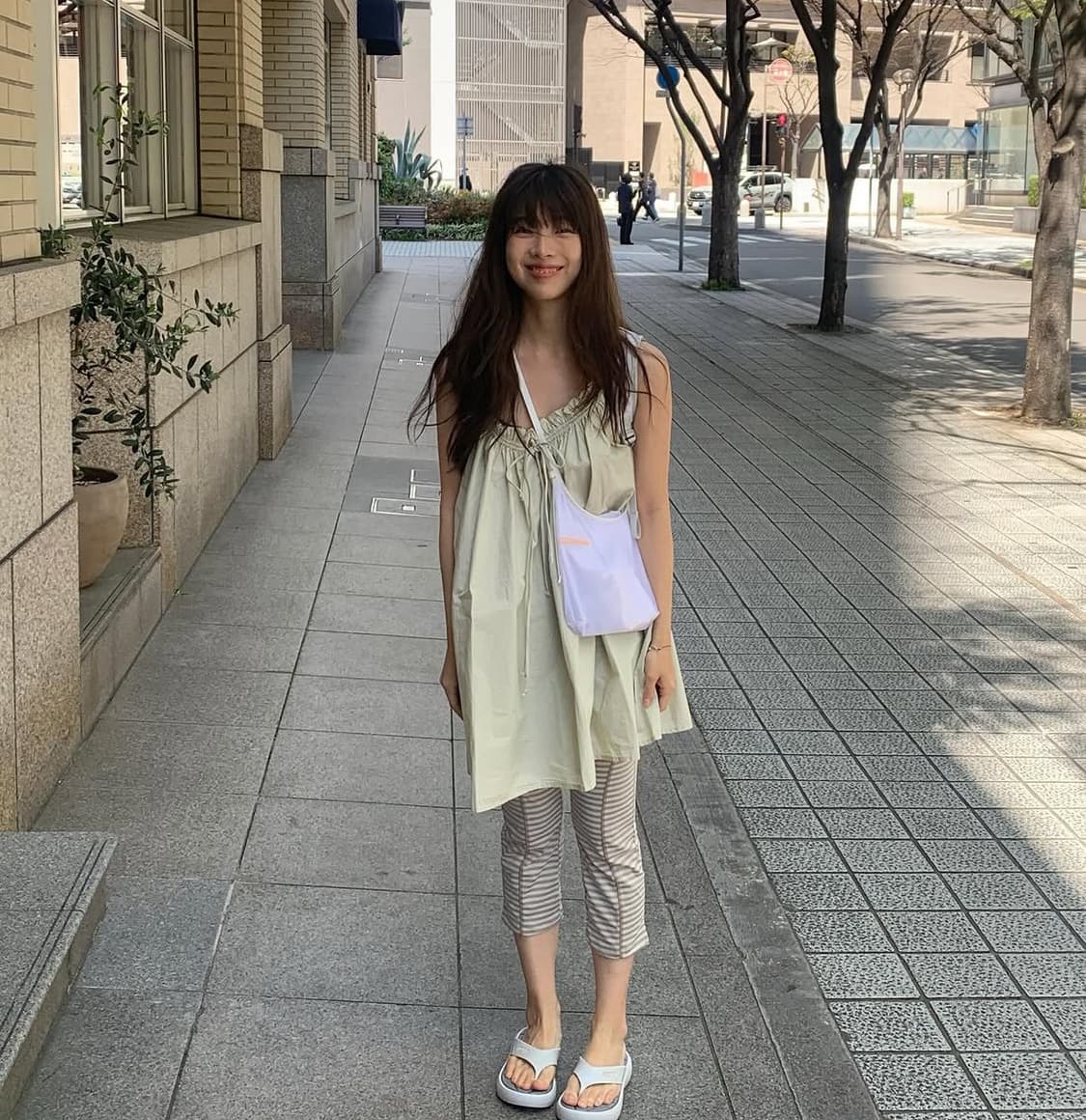 노컨텐츠 스트라이프 레깅스 베이지 택O 상품이미지2