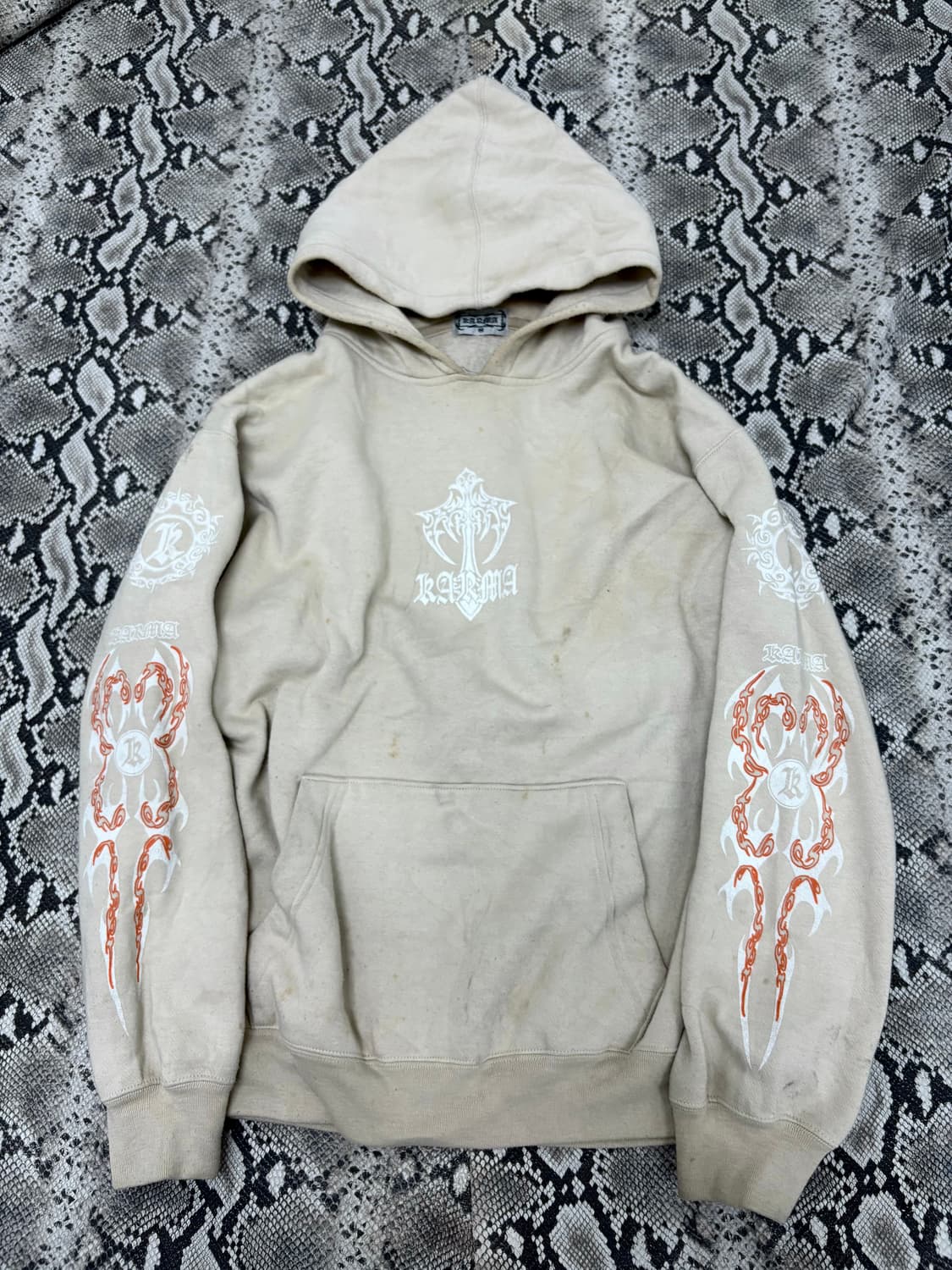 “Karma” Tribal&Cross Print Beige Hoo 상품이미지3