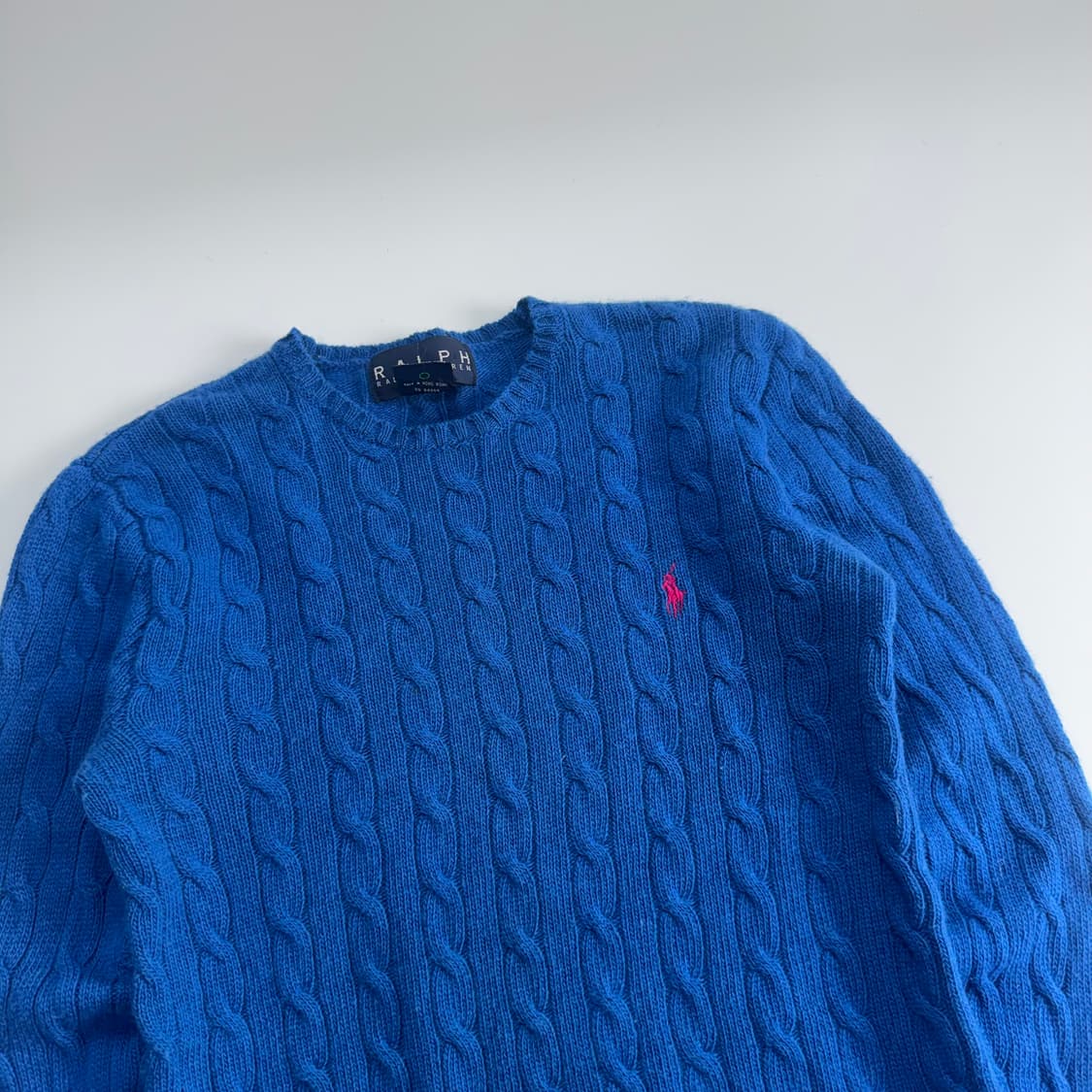Polo 폴로 핑크 포니 블루 케이블 니트 상품이미지4