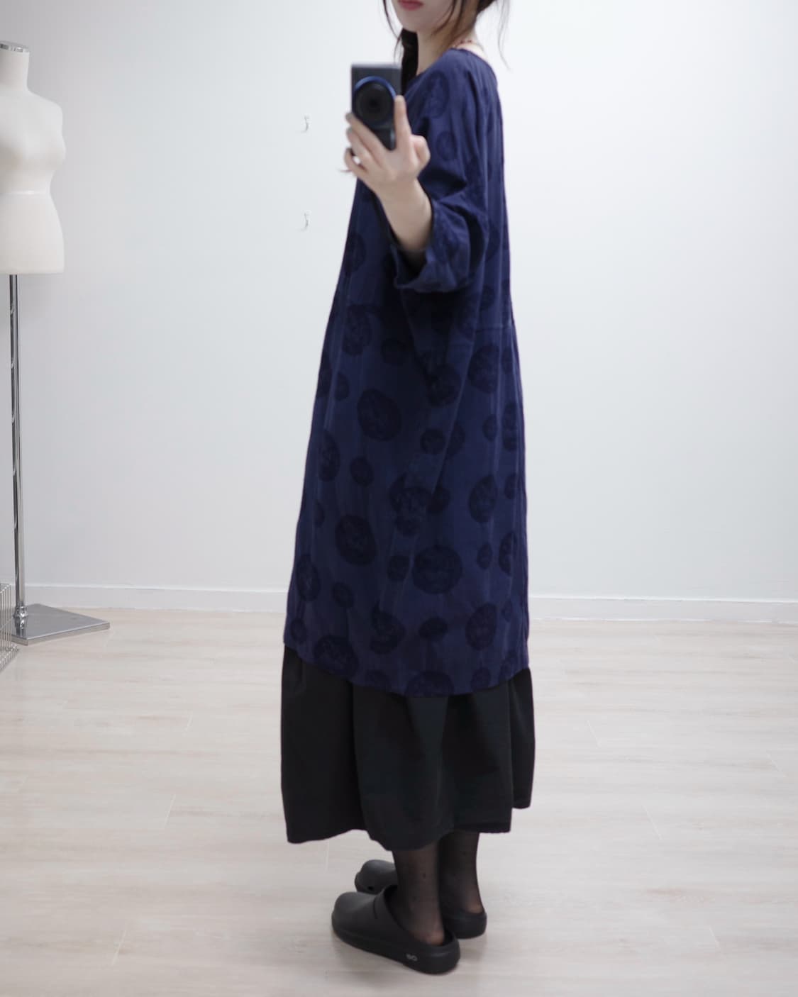 Pastel Leaf Navy dot One-piece 상품이미지2