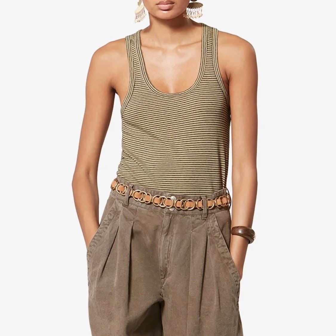 [XS,S,M]이자벨마랑 26ss THEA 스트라이프 슬리브리스 탑 상품이미지1