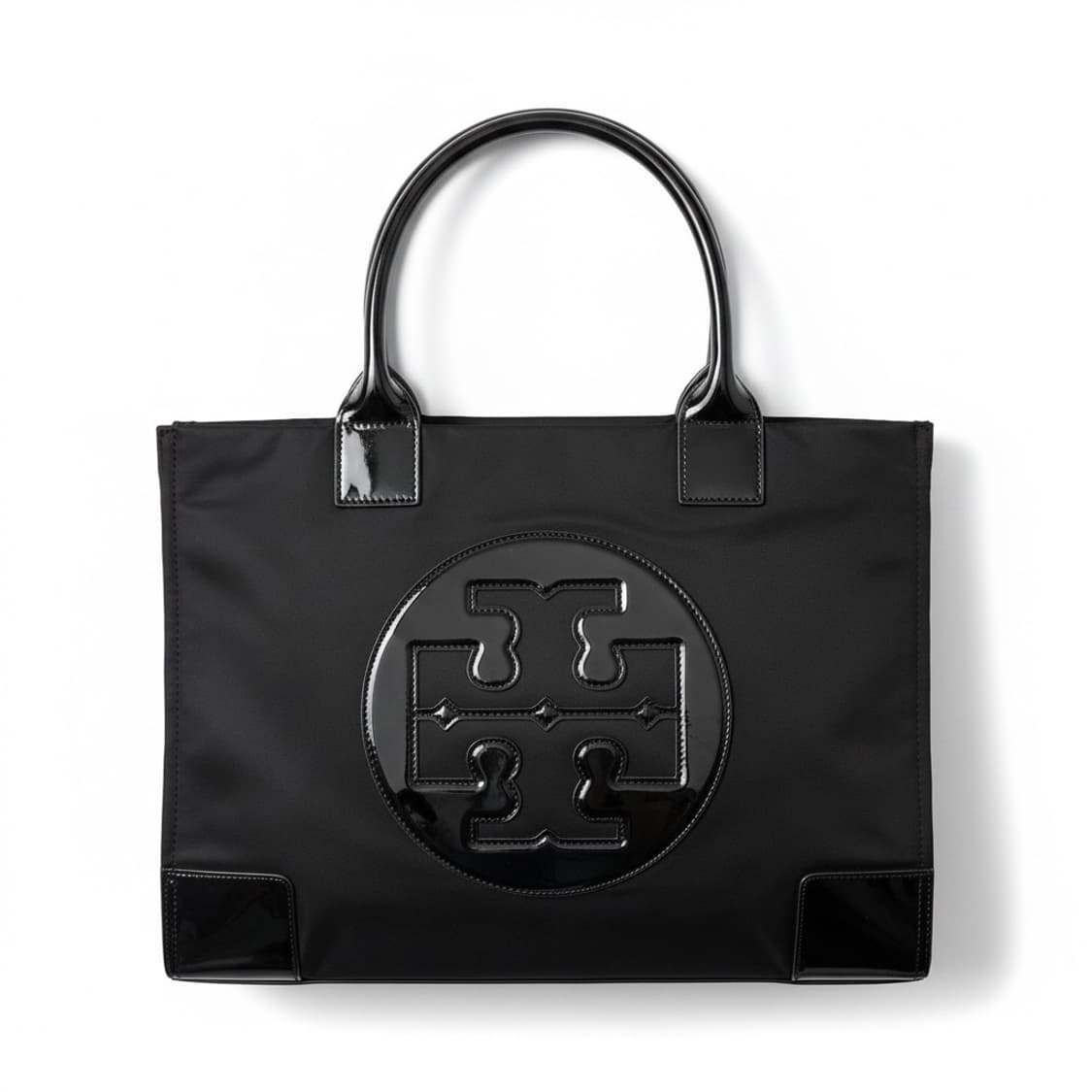 토리버치 블랙 엘라 페이턴트 로고 토트백 상품이미지1