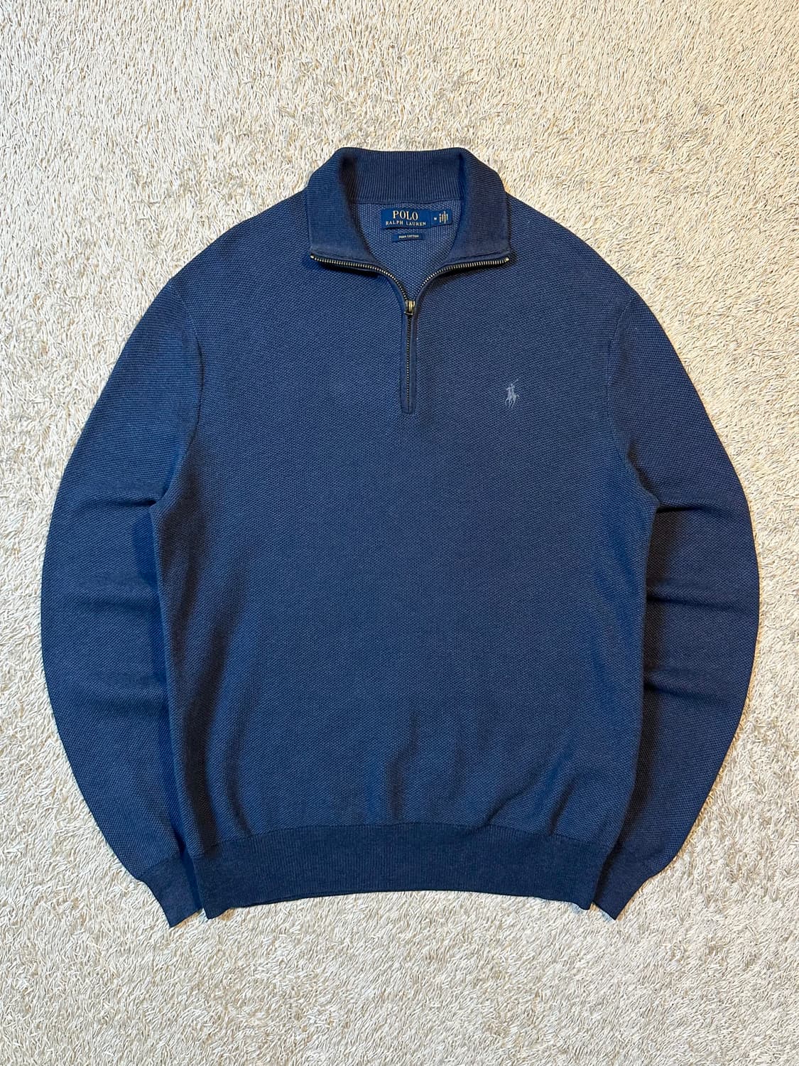 폴로 랄프로렌 신형 피마코튼 그레이포니 하프 반집업 니트 딥블루 상품이미지1