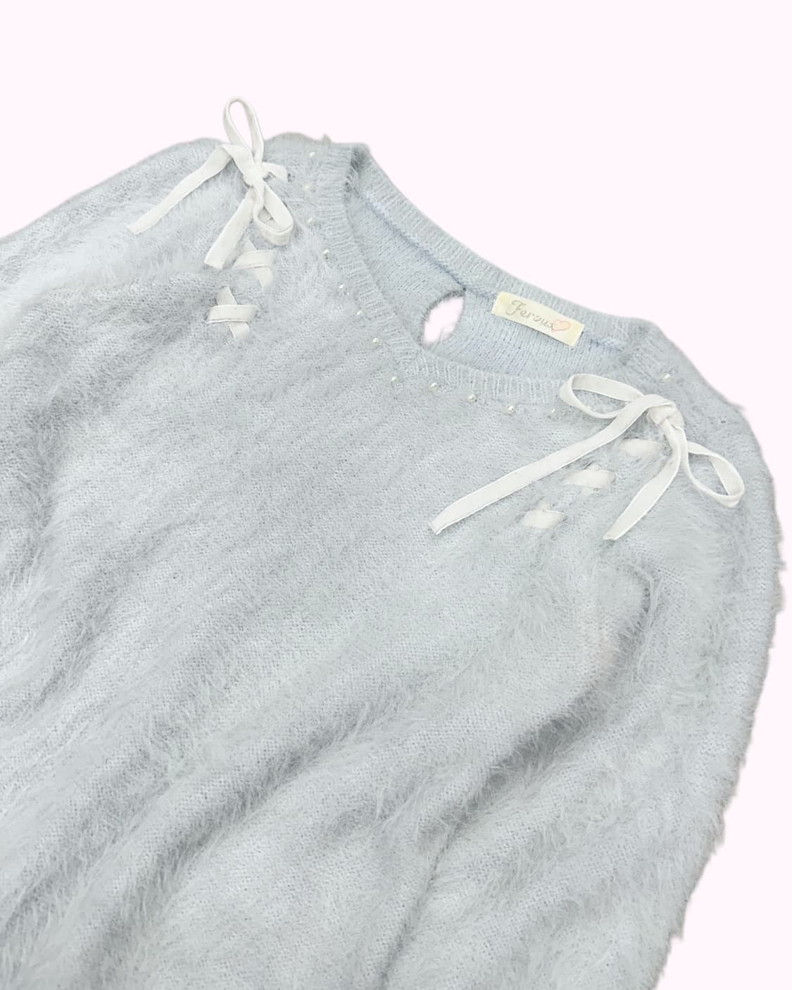 FEROUX fluffy blue ribbon knit 상품이미지3