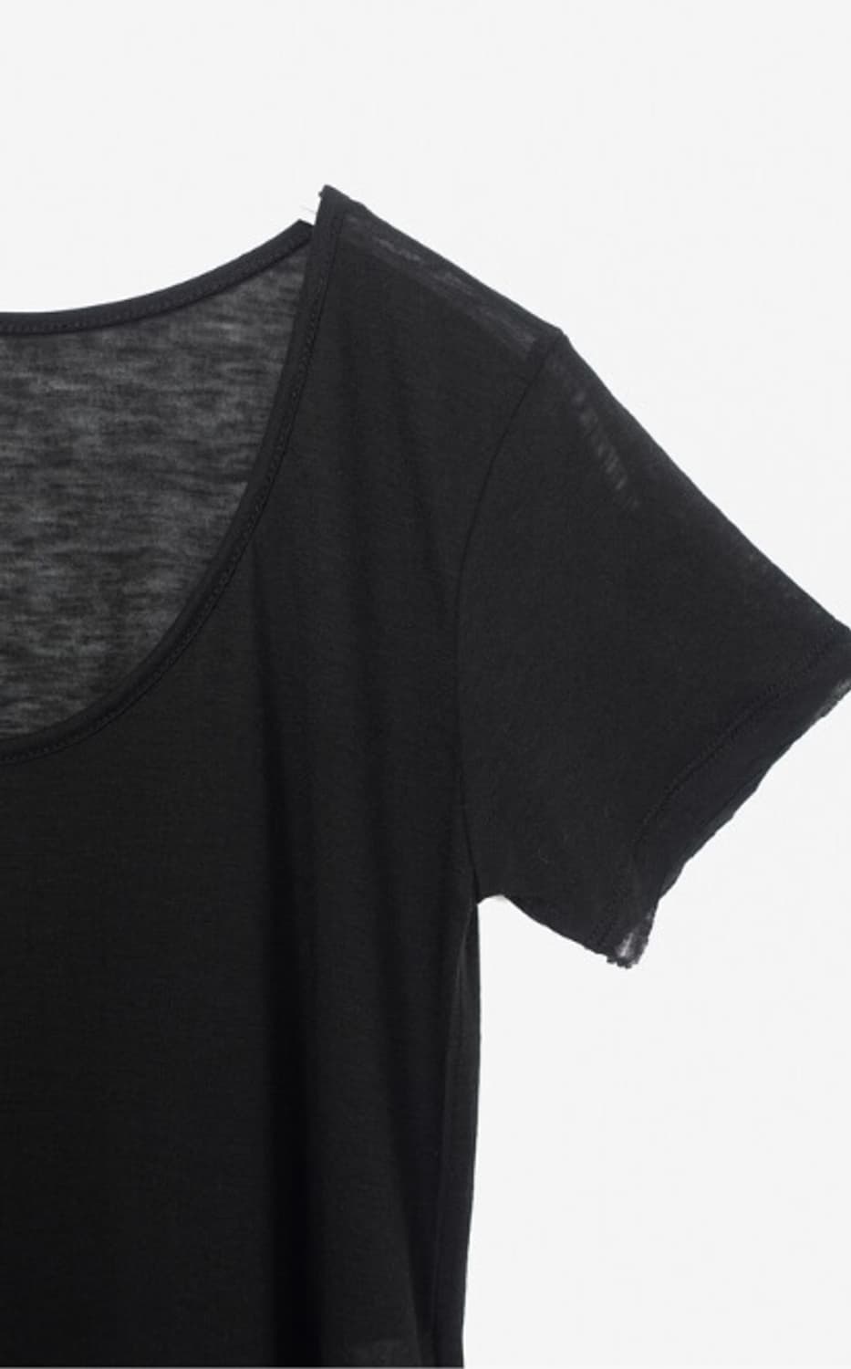 faerie cutting U neck half top black 상품이미지2