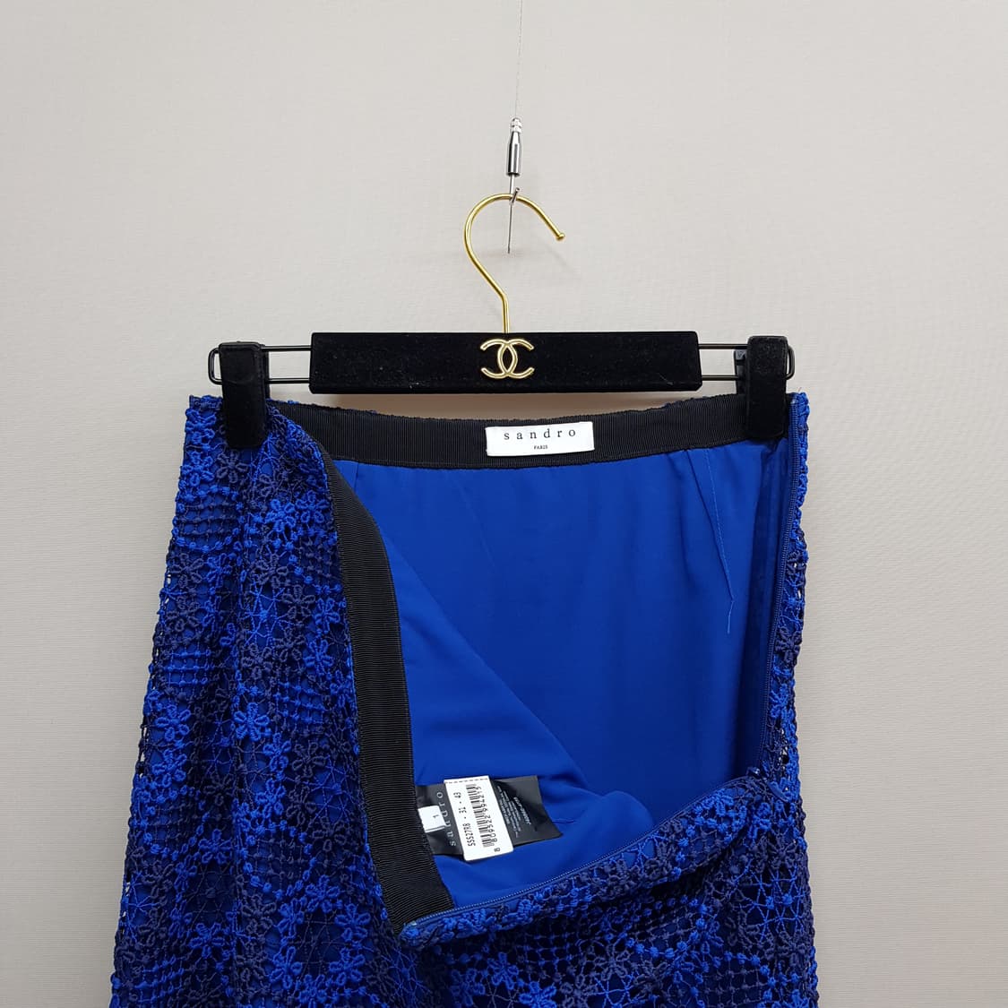 산드로 플로럴 레이스 반팔 블라우스 미디 스커트 셋업 1사이즈 상품이미지7