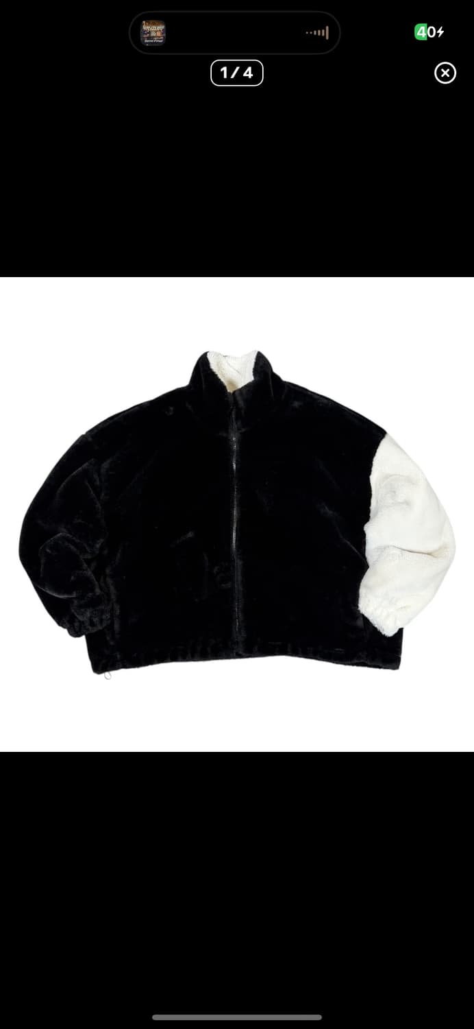  (바배) 차이나 카라 밍크 퍼 배색 하이넥 오버핏 집업 상품이미지1