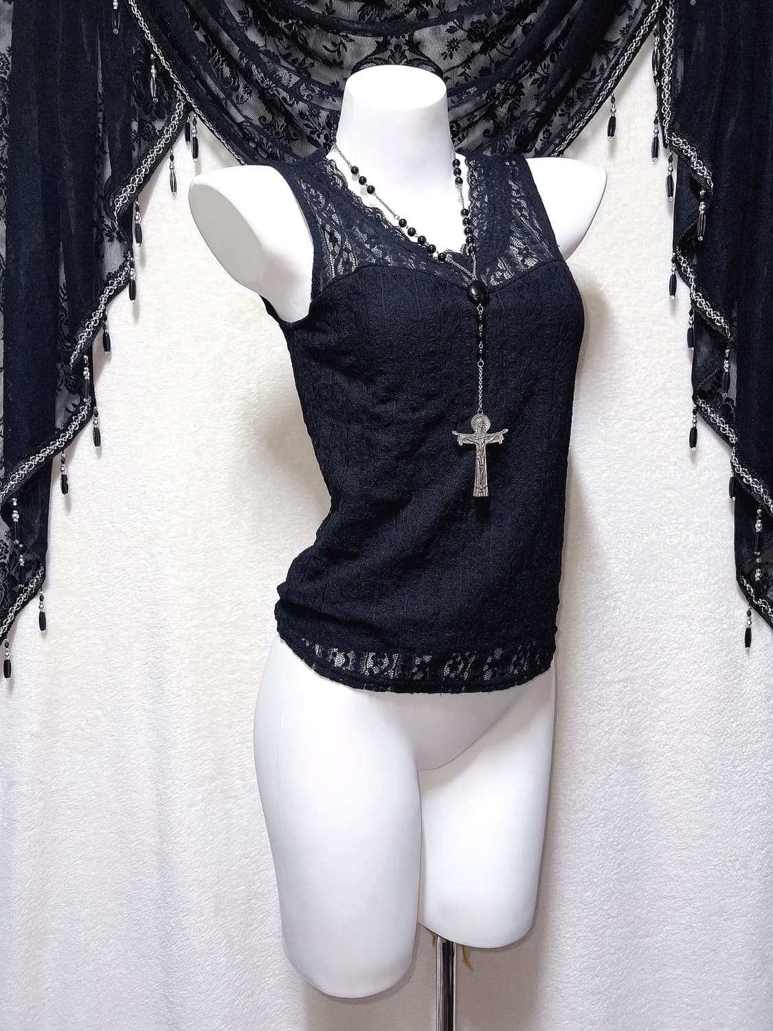 로맨틱고딕 고스펑크 오네갸루 레이스 슬리브리스 나시 핀터 공겜 페어리 상품이미지2