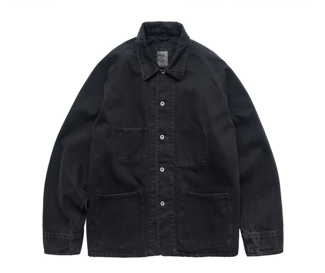 4) 폴리테루 데님 커버올 자켓 워시드 블랙 상품이미지1