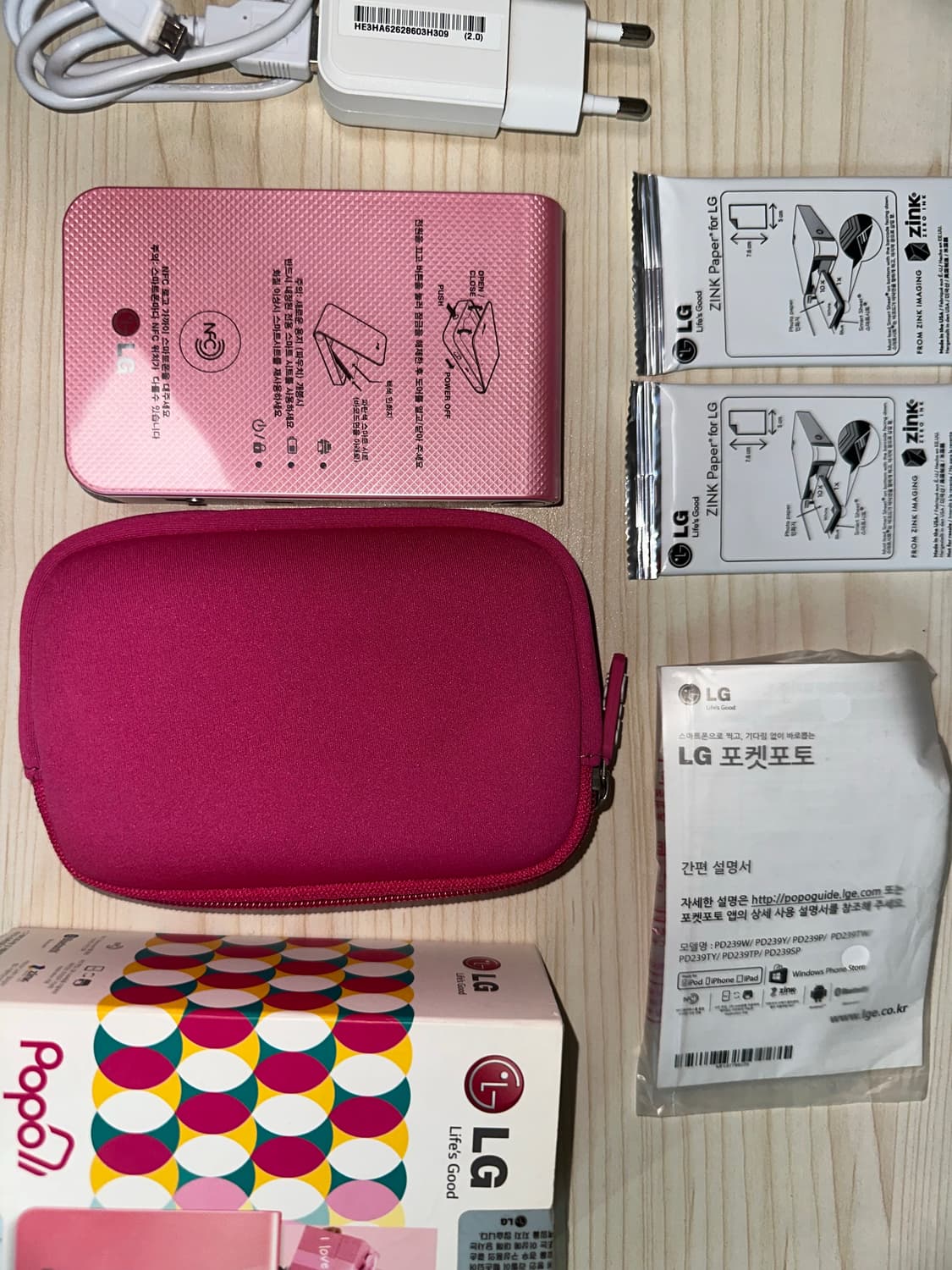LG 포켓포토 PD239W 핑크 / 필름 2팩 등 부가 제품 포함!! 상품이미지2
