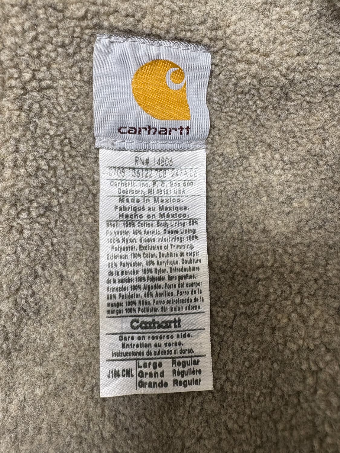 칼하트 빈티지 디트로이트 자켓 후리스 안감 J164 카멜 CML L 상품이미지4