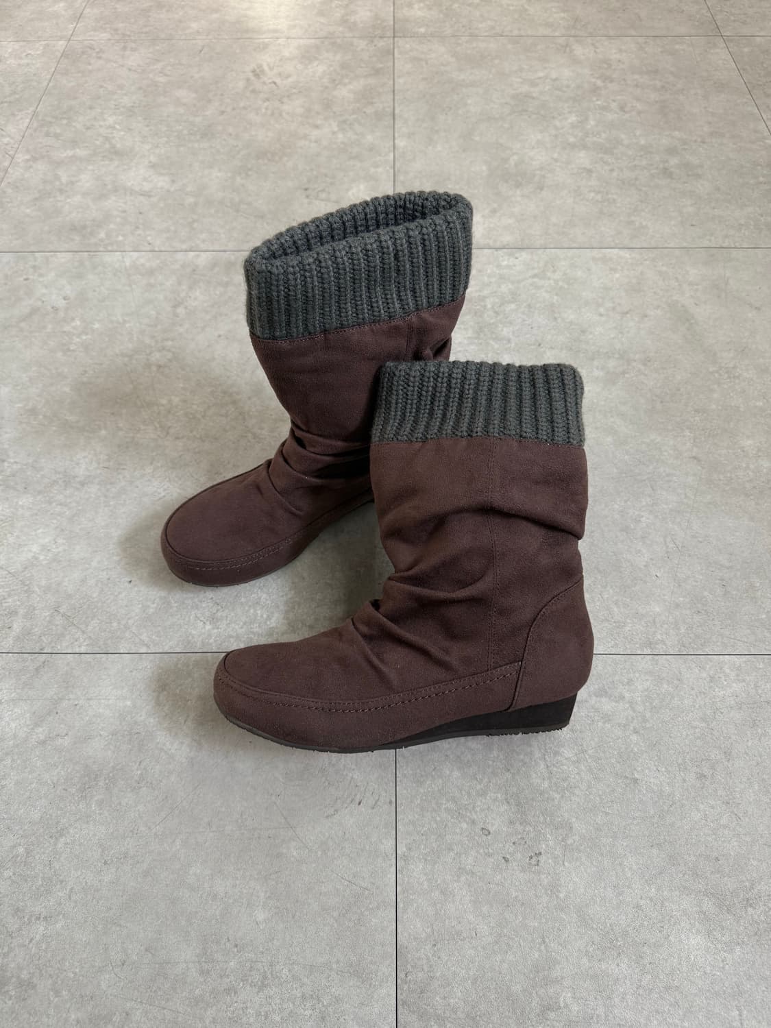 jelly beans 니트 커프 스웨이드 부츠 상품이미지2