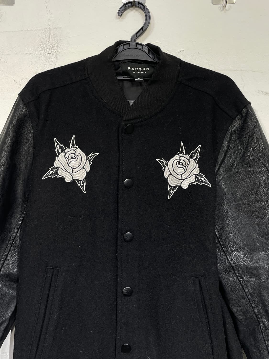 팍선 스컬 스네이크 자수 바시티 레더 자켓 가죽잠바 M 상품이미지5