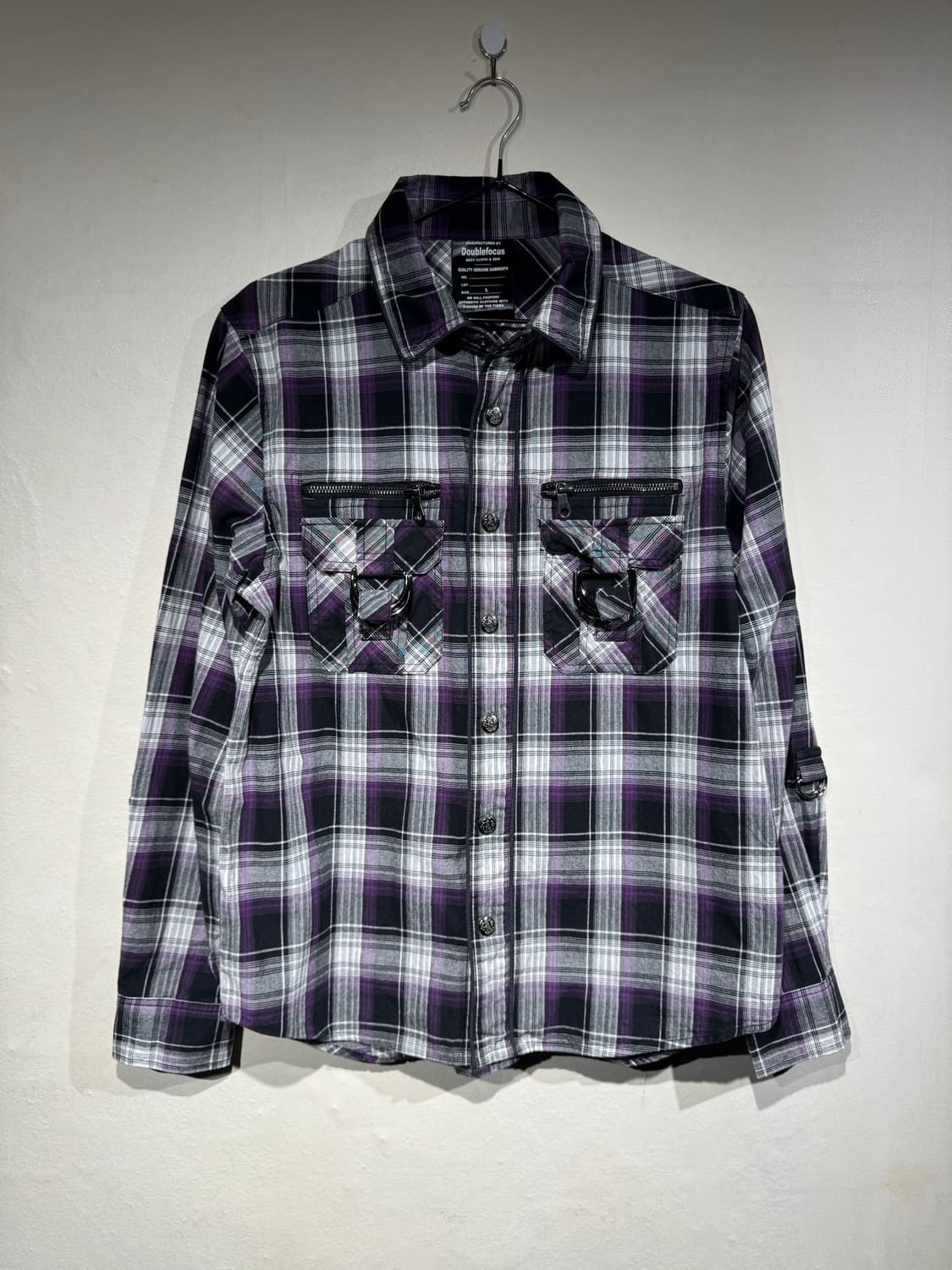 Doublefocus purple black check shirts    상품이미지1