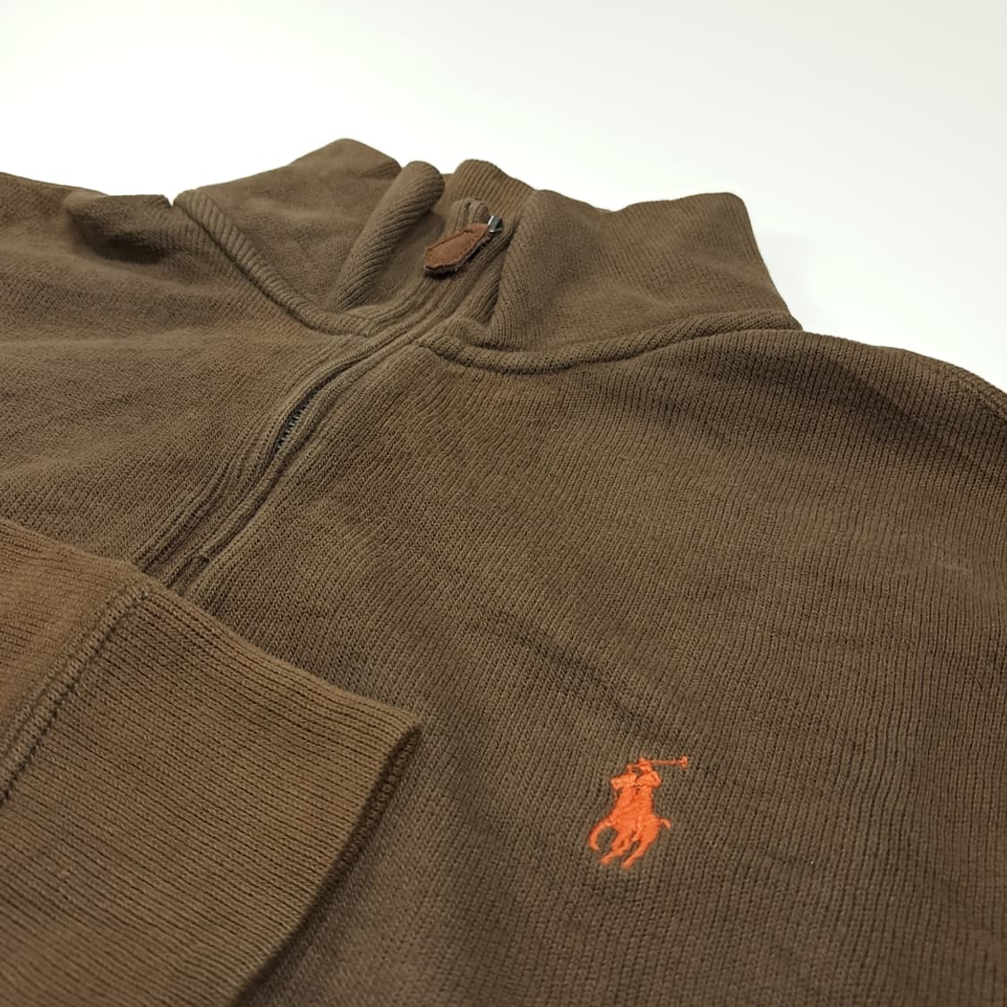 CL346 L 폴로 00s 코튼 가죽풀러 브라운 니트 스웨터 상품이미지3