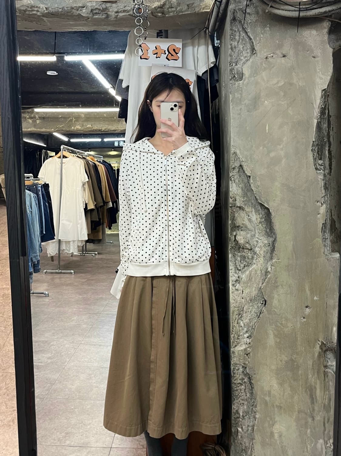 코데즈컴바인 도트 후드집업 화이트 85 #csz3972 상품이미지2