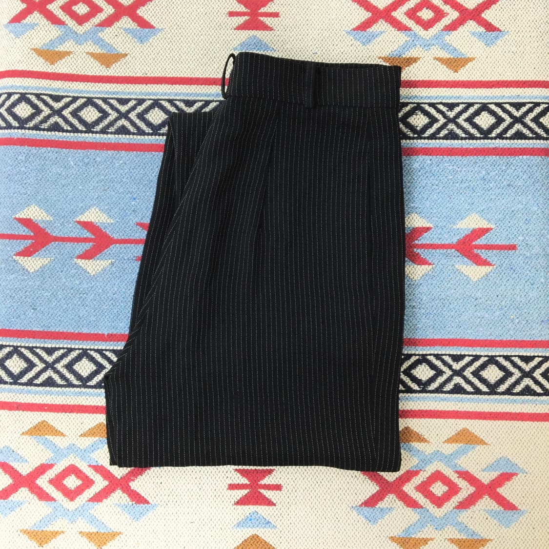 Japan vtg 빈티지 블랙 스트라이프 쉬폰 슬랙스 허리 27 28 상품이미지1
