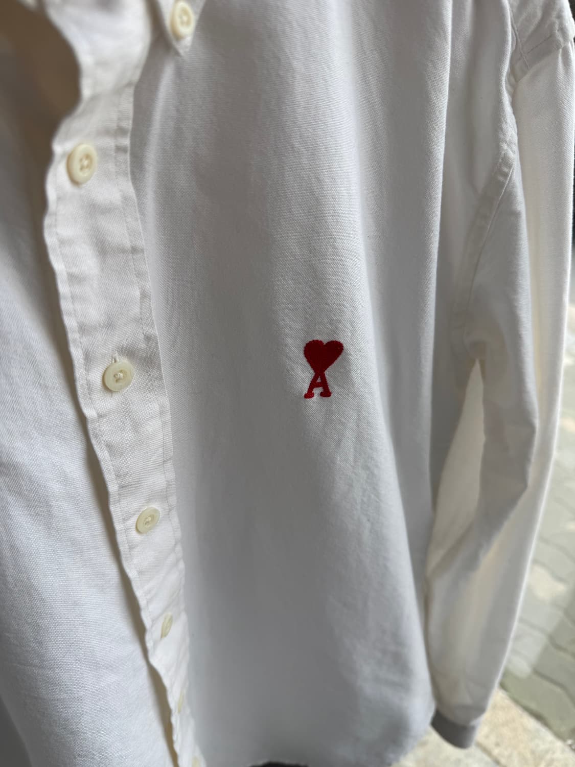 100/ 아미 하트로고 옥스포드 화이트 셔츠 상품이미지5