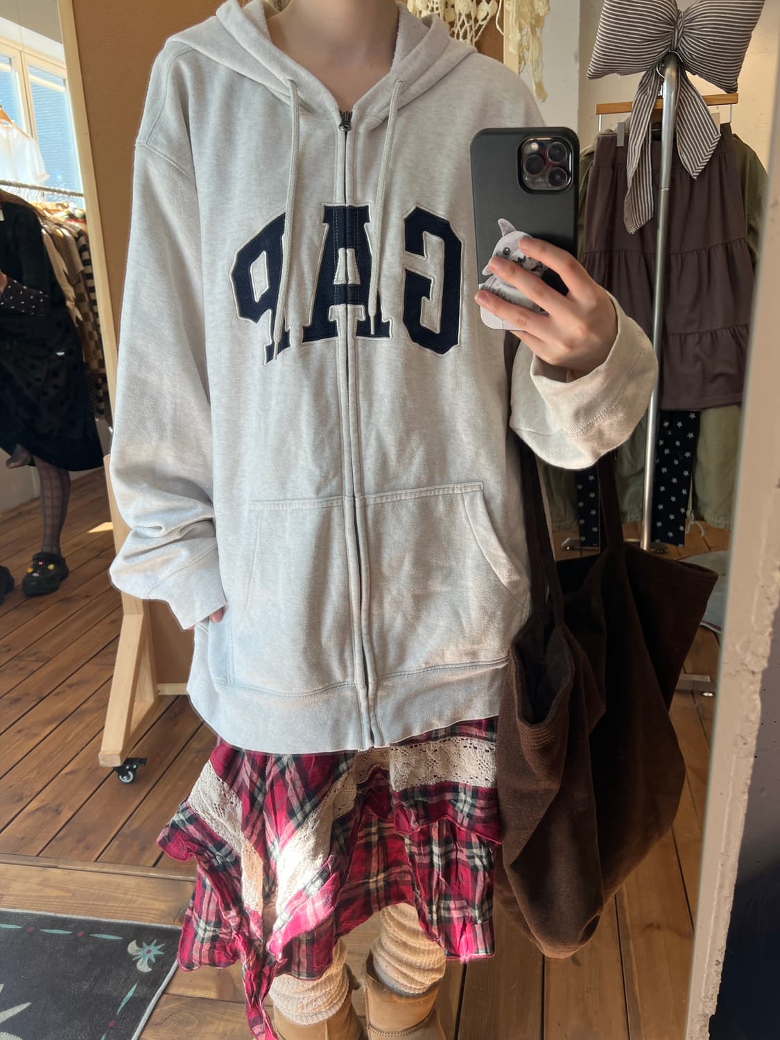 GAP 그레이쉬 화이트 로고 후드집업 상품이미지1