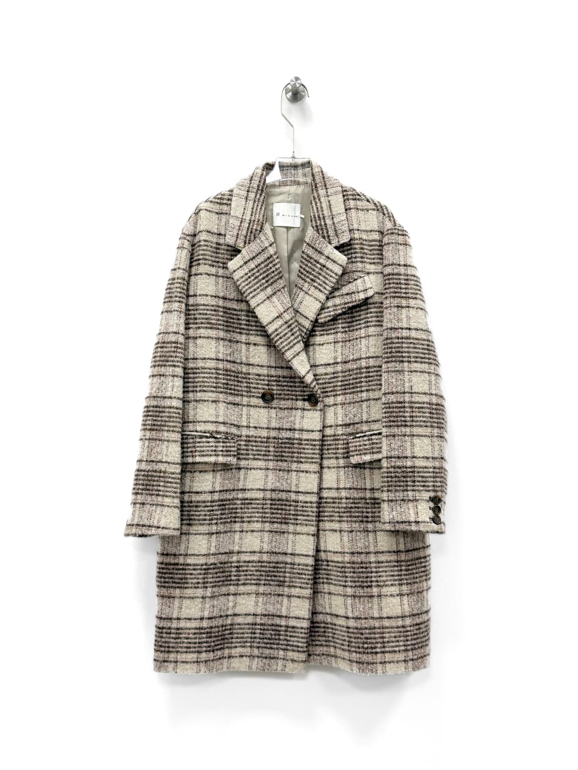 잇 미샤 체크 울 블렌드 더블 코트 상품이미지1