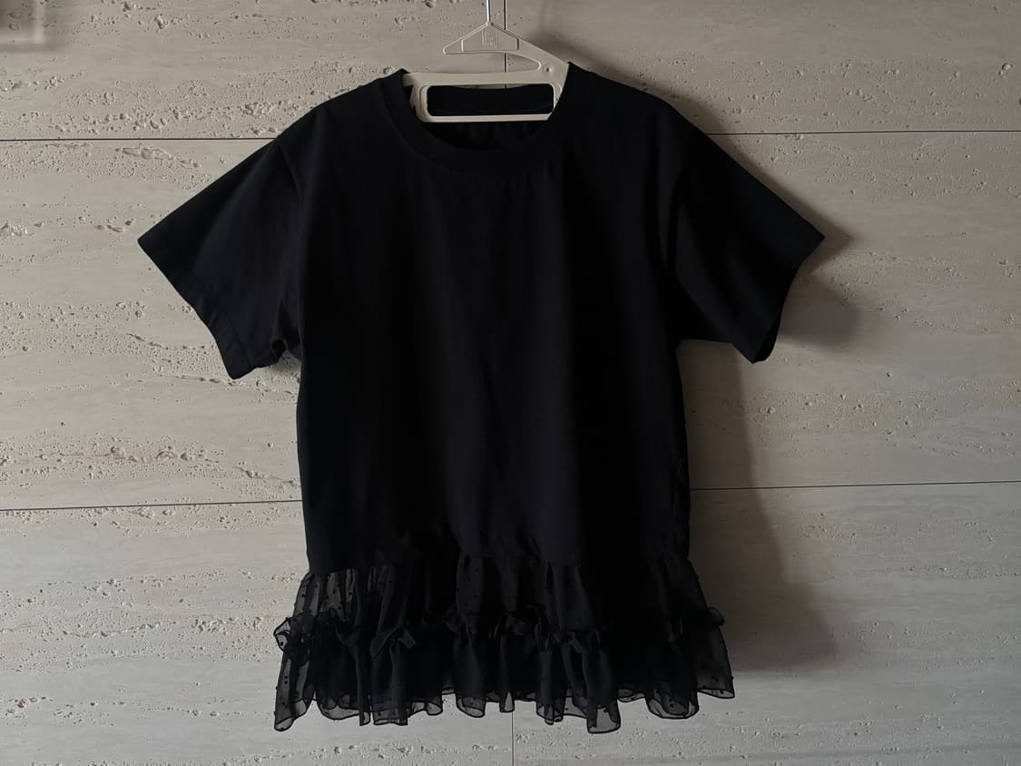 MM6 메종마르지엘라 프릴 도트 튤 헴 티셔츠 상품이미지3