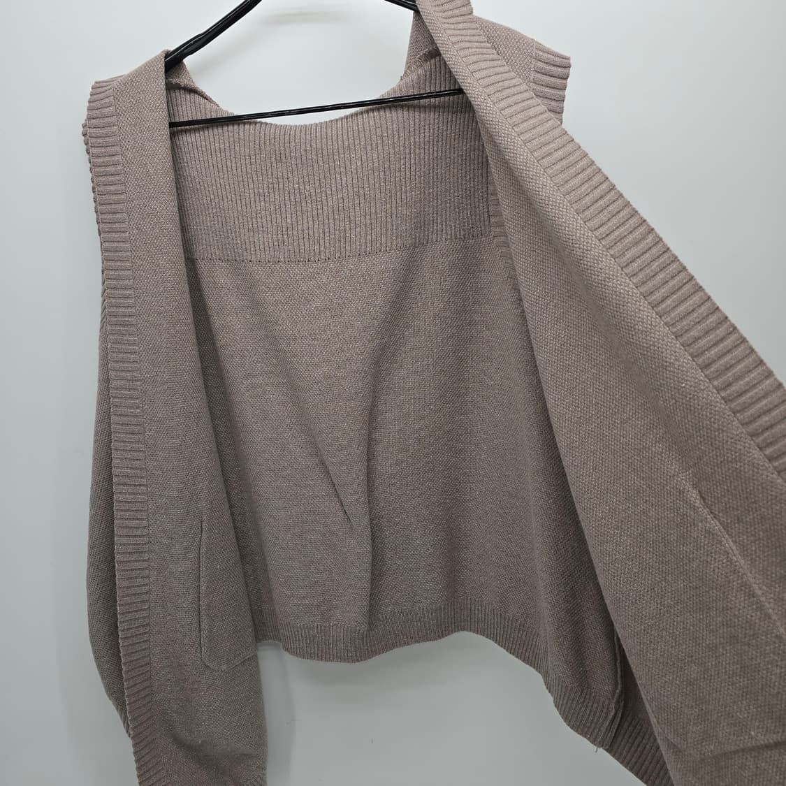 후드 니트 롱 조끼 베이지 상품이미지7