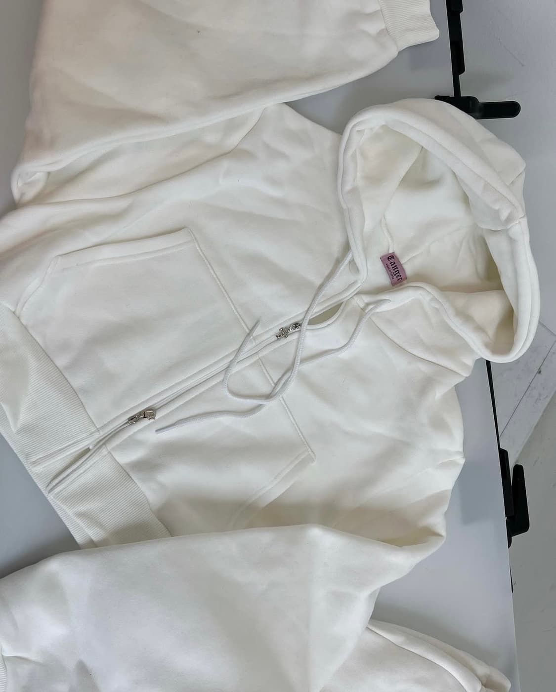 탠저 블링 기모 후드집업 화이트 상품이미지2