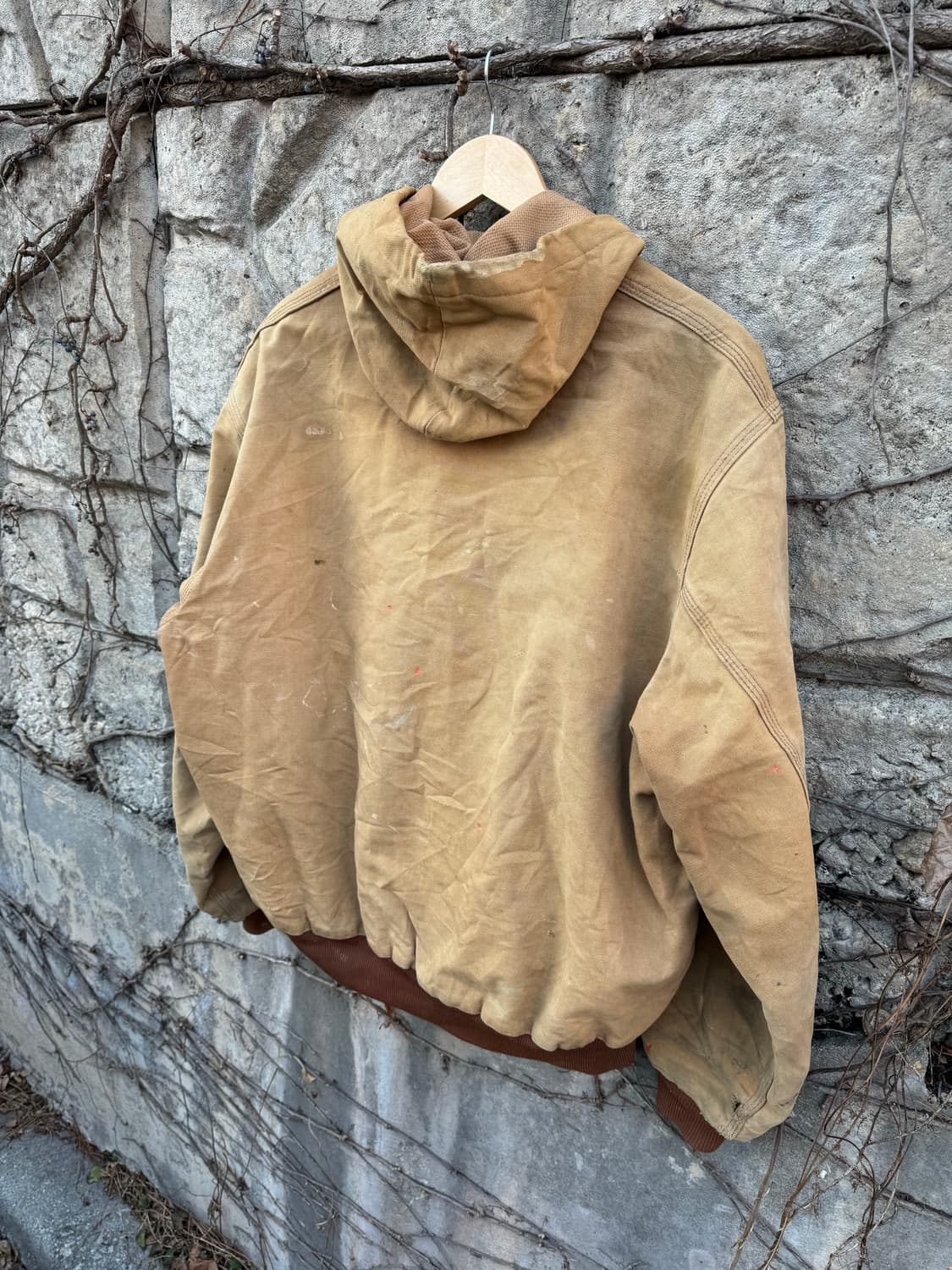 90s 칼하트 빈티지 jr106 하드페이딩 덕 액티브 후드 워크 자켓 상품이미지4