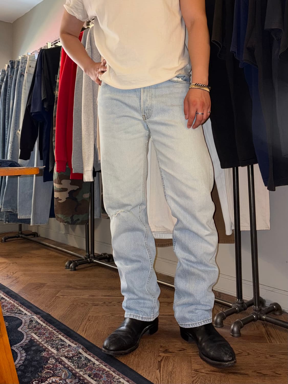 80’s Levi’s 501 USA denim hard washed pa 상품이미지1
