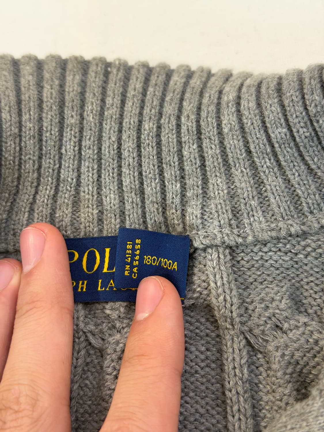 폴로 랄프로렌 반집업 꽈배기 케이블 니트 그레이 상품이미지4