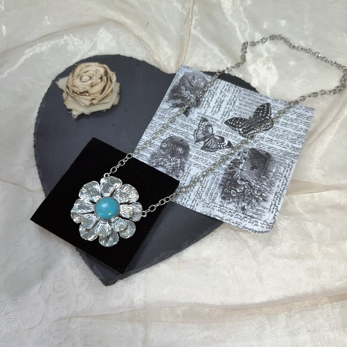 빈티지 플라워 터키석 목걸이 상품이미지2