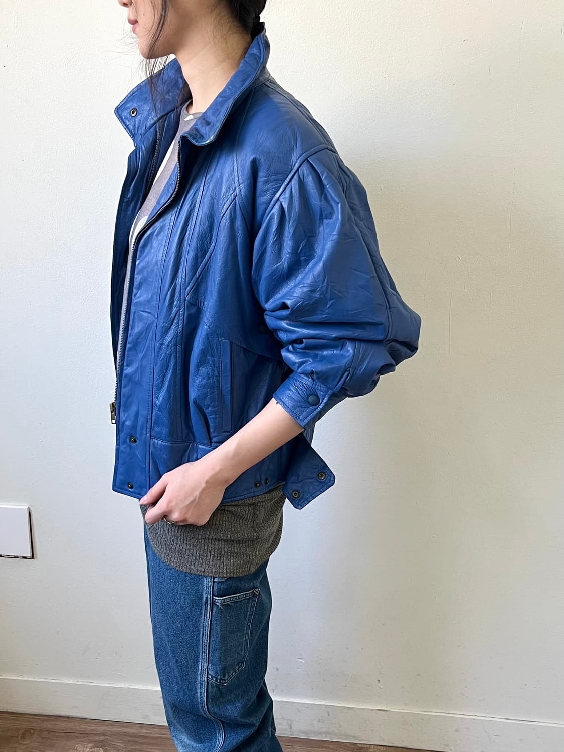 80‘s Giandor 실루엣 레더 자켓 상품이미지6