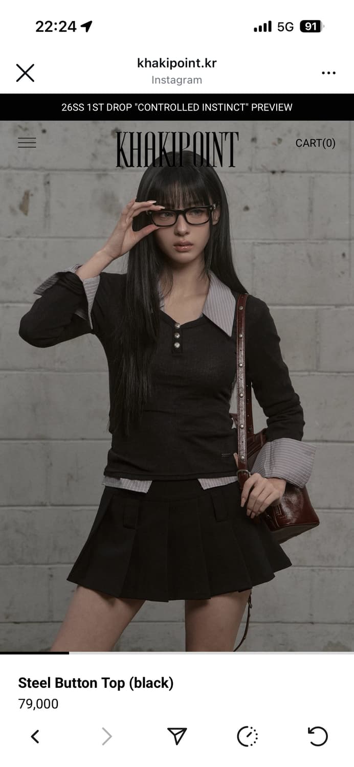 카키포인트 블랙 플리츠 스커트 블랙 상품이미지1