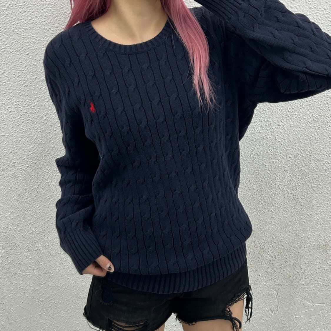 폴로 랄프로렌 레드포니 네이비 꽈배기 니트 XL 상품이미지1